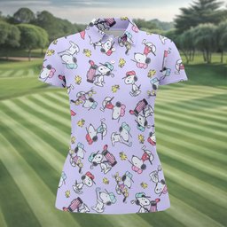 Lavender Beagle Golfer Cartoon Golf Shirt, Womens Golf Clothing, Golf Gifts For Women