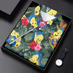 Tropical Yellow Fish Cartoon Hawaiian Golf Shirt, Ladies Golf Tops, Womens Golf Tops