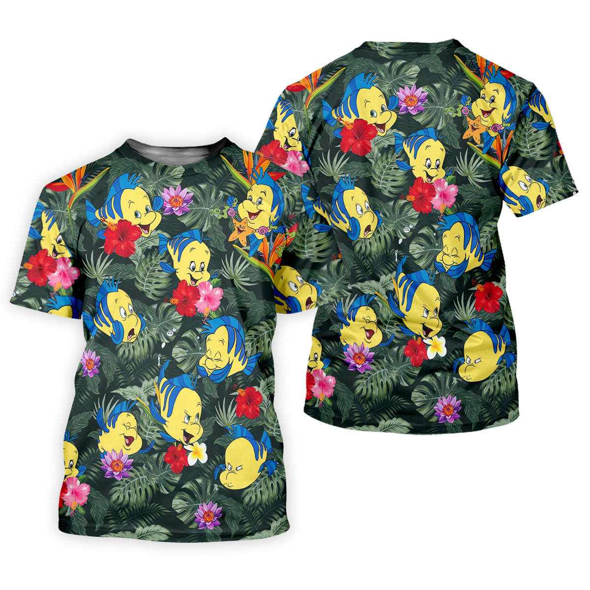 Tropical Yellow Fish Cartoon Hawaiian Golf Shirt, Ladies Golf Tops, Womens Golf Tops