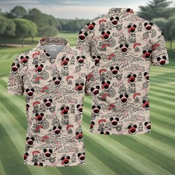 Pirate Mouse Ears Nautical Map Golf Shirt, Mens Golf Clothing, Funny Mens Golf Shirts