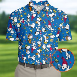 Blue Cartoon Beagle Sports Golf Shirt, Funny Mens Golf Shirts, Mens Golf Clothing