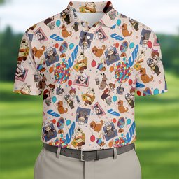 Balloon House Adventure Cartoon Golf Shirt, Golf Polo For Men, Golf Gifts For Men