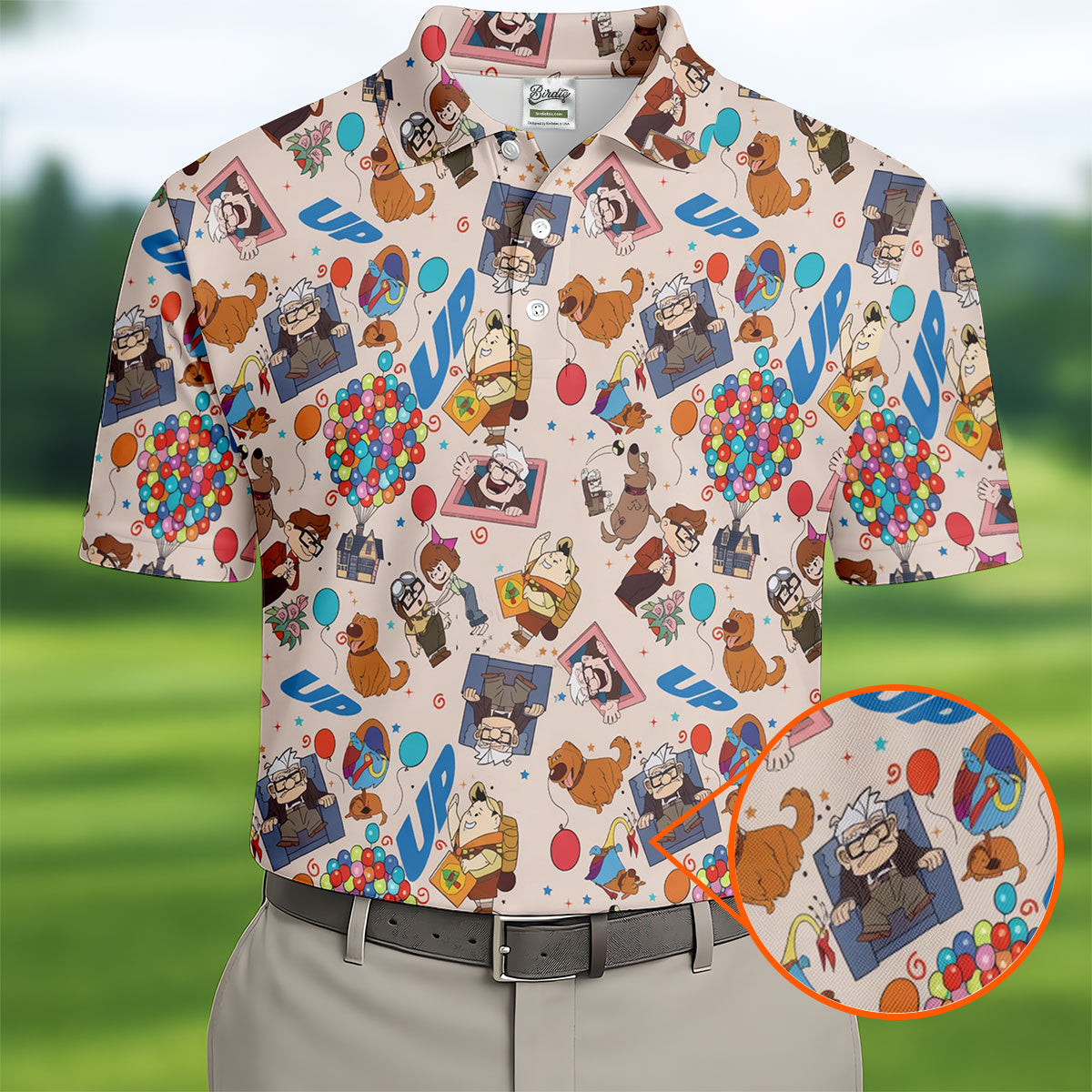 Balloon House Adventure Cartoon Golf Shirt, Golf Polo For Men, Golf Gifts For Men