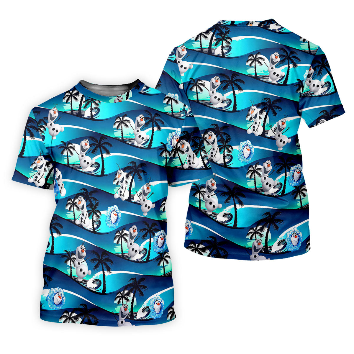 Snowman Palm Wave Cartoon Hawaiian Golf Shirt, Mens Golf Shirts, Mens Golf Apparel