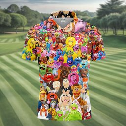 Colorful Puppet Friends Collage Golf Shirt, Mens Golf Apparel, Funny Mens Golf Shirts