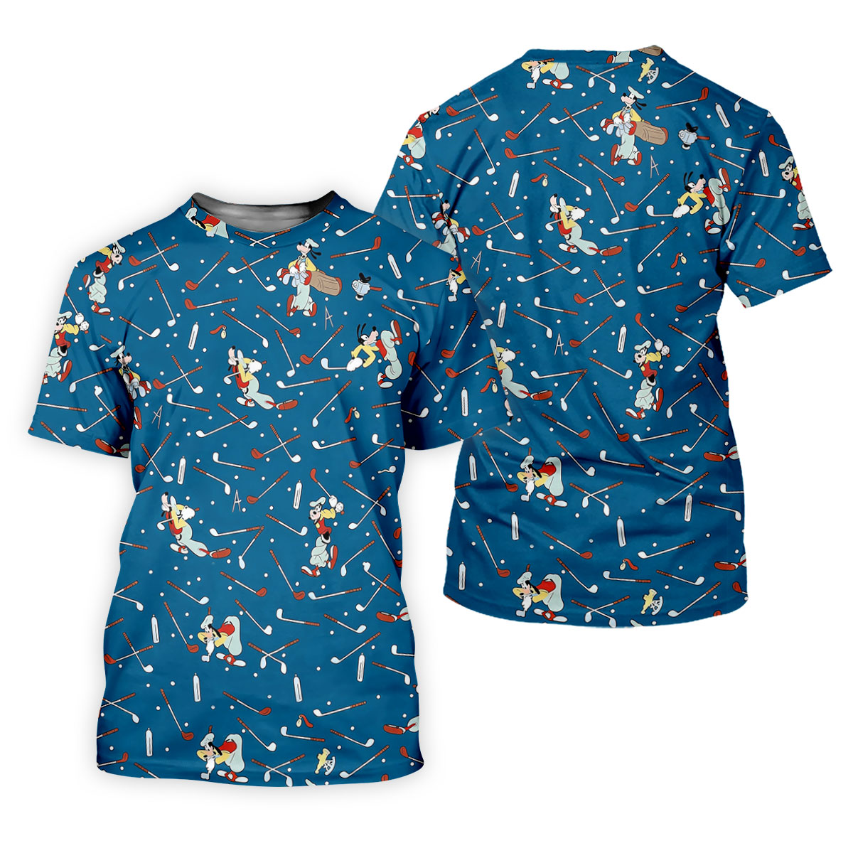 Cartoon Dog Golfer Pattern Golf Shirt, Womens Golf Apparel, Golf Shirts For Women