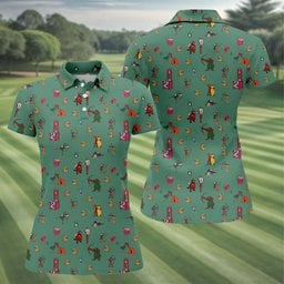 Green Archer Fox Cartoon Golf Shirt, Womens Golf Clothing, Golf Shirts For Women