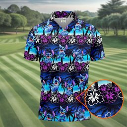 Neon Palm Hibiscus Alien Hawaiian Golf Shirt, Golf Polo For Men, Mens Golf Shirts