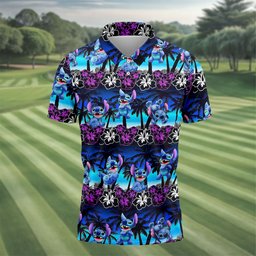 Neon Palm Hibiscus Alien Hawaiian Golf Shirt, Golf Polo For Men, Mens Golf Shirts