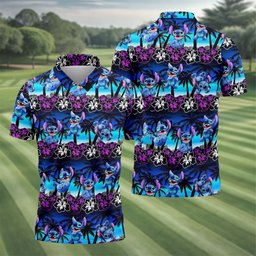 Neon Palm Hibiscus Alien Hawaiian Golf Shirt, Golf Polo For Men, Mens Golf Shirts