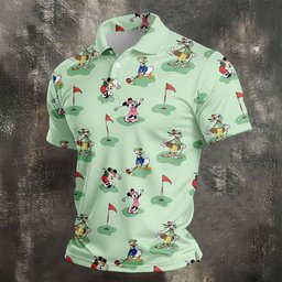 Green Putting Cartoon Friends Golf Shirt, Golf Shirts For Men, Mens Golf Apparel