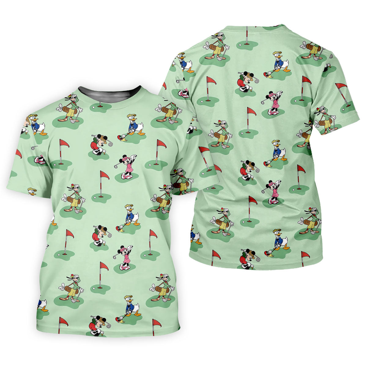 Green Putting Cartoon Friends Golf Shirt, Golf Shirts For Men, Mens Golf Apparel