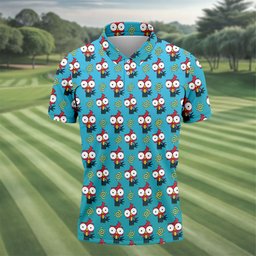 Silly Rooster Swirl Pattern Golf Shirt, Funny Mens Golf Shirts, Golf Polo For Men