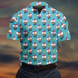 Silly Rooster Swirl Pattern Golf Shirt, Funny Mens Golf Shirts, Golf Polo For Men