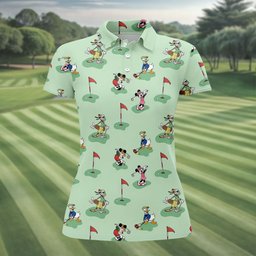Green Putting Cartoon Friends Golf Shirt, Golf Shirts For Women, Ladies Golf Tops