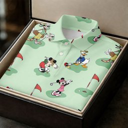 Green Putting Cartoon Friends Golf Shirt, Golf Shirts For Women, Ladies Golf Tops