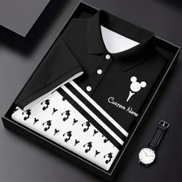 Custom Name Black Stripe Mouse Ears Golf Shirt, Womens Golf Apparel, Ladies Golf Tops