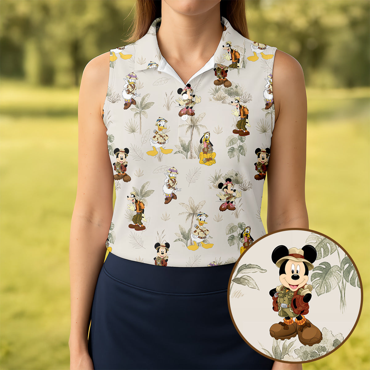 Safari Explorer Cartoon Friends Golf Shirt, Ladies Golf Tops, Golf Gifts For Women