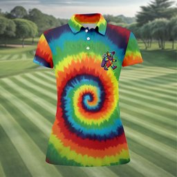 Rainbow Spiral Tie Dye Bear Golf Shirt, Golf Shirts For Women, Womens Golf Clothing