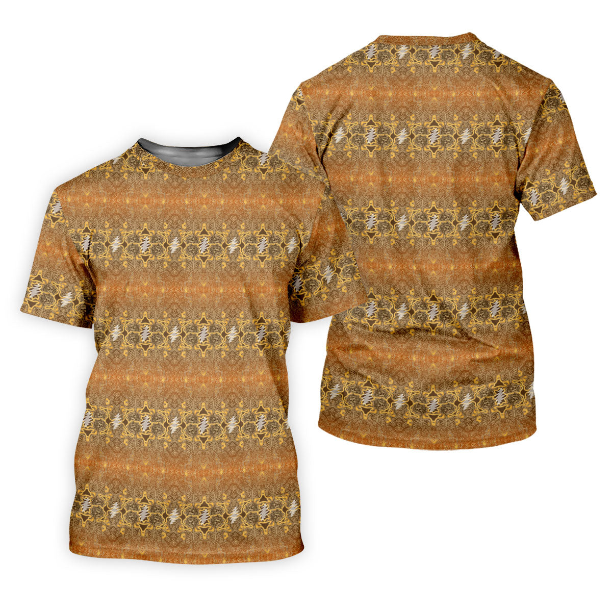 Amber Paisley Stripe Pattern Golf Shirt, Golf Shirts For Men, Mens Golf Clothing