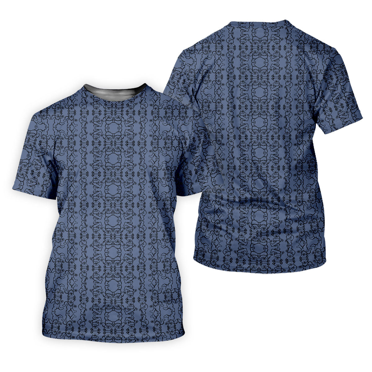 Denim Blue Geometric Tile Pattern Golf Shirt, Golf Gifts For Men, Mens Golf Polo