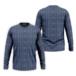 Denim Blue Geometric Tile Pattern Golf Shirt, Golf Gifts For Men, Mens Golf Polo