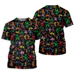 Black Cartoon Bears Pattern Golf Shirt, Golf Polo For Men, Funny Mens Golf Shirts