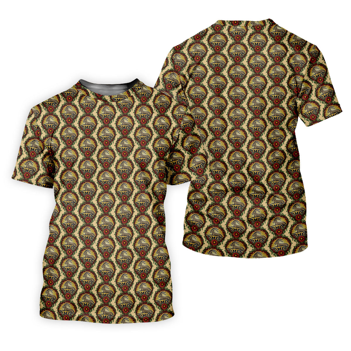 Gold Vintage Vine Scroll Pattern Golf Shirt, Mens Golf Clothing, Mens Golf Shirts