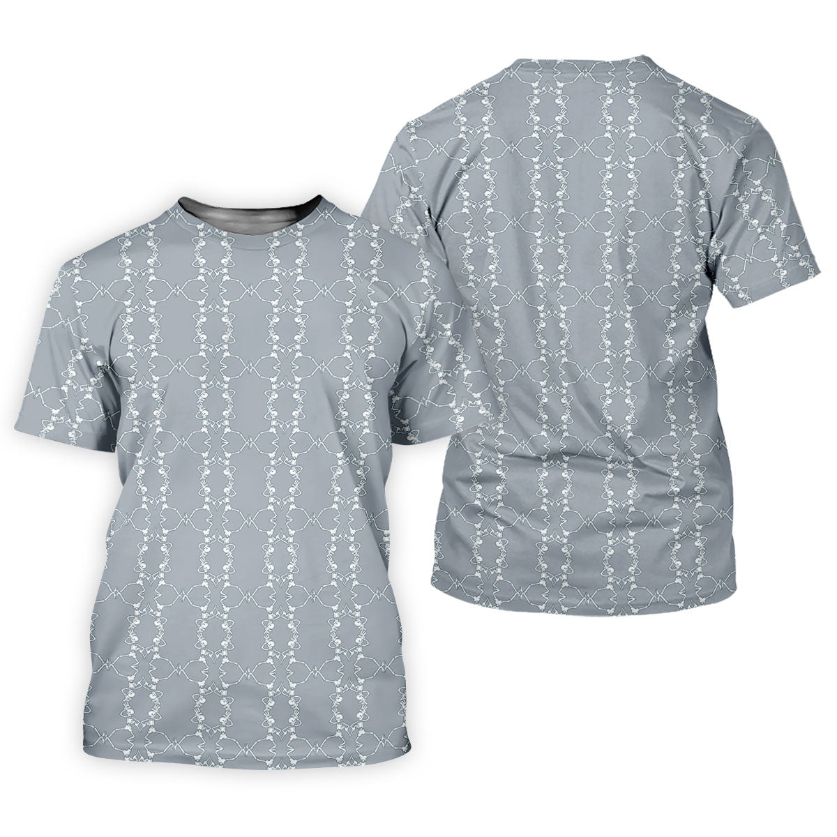 Silver Gray Chain Stripe Pattern Golf Shirt, Womens Golf Clothing, Womens Golf Tops