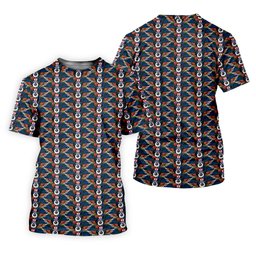 Navy Geometric Wave Pattern Golf Shirt, Golf Gifts For Men, Funny Mens Golf Shirts