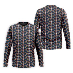 Navy Geometric Wave Pattern Golf Shirt, Golf Gifts For Men, Funny Mens Golf Shirts