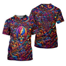 Psychedelic Skull Swirl Art Golf Shirt, Ladies Golf Shirts, Womens Golf Clothing