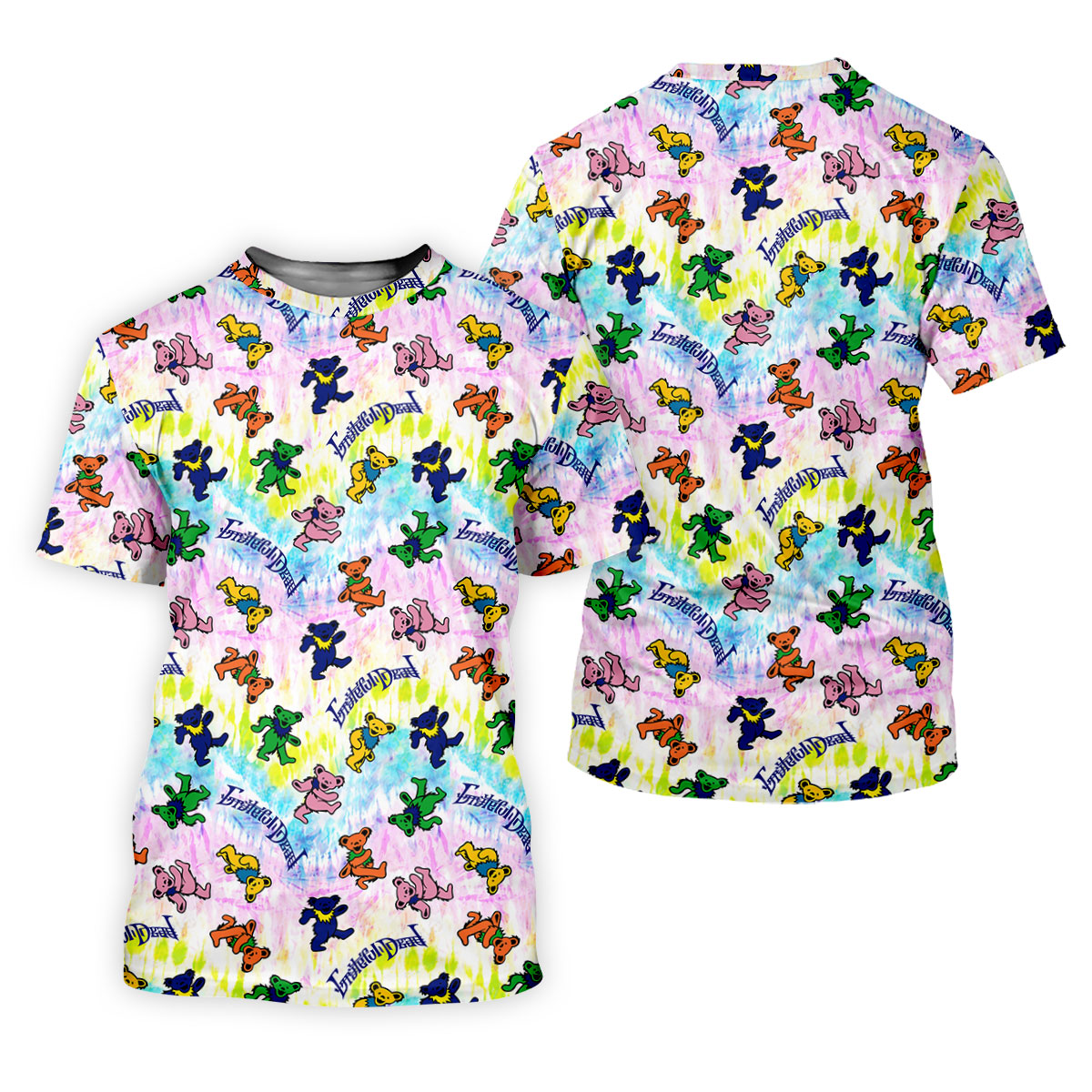 Pastel Cartoon Bears Pattern Golf Shirt, Womens Golf Clothing, Womens Golf Apparel