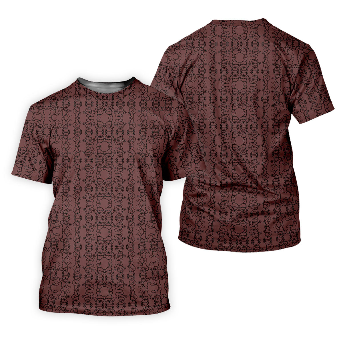 Maroon Geometric Tile Pattern Golf Shirt, Golf Shirts For Women, Ladies Golf Tops