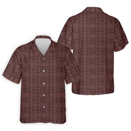Maroon Geometric Tile Pattern Golf Shirt, Golf Shirts For Men, Mens Golf Apparel