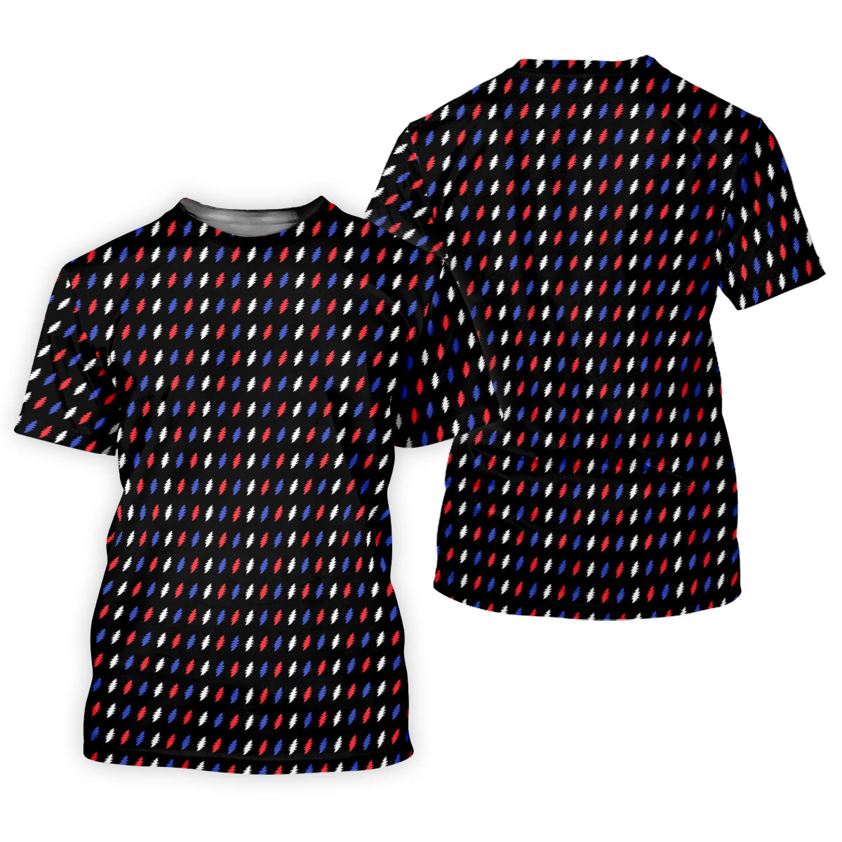 Black Red Blue Lightning Pattern Golf Shirt, Golf Shirts For Men, Mens Golf Polo