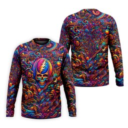 Psychedelic Skull Swirl Art Golf Shirt, Funny Mens Golf Shirts, Golf Shirts For Men