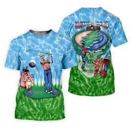 Blue Golf Cartoon Bears Scene Golf Shirt, Golf Gifts For Men, Mens Golf Clothing