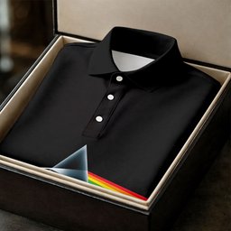 Minimal Black Prism Rainbow Art Golf Shirt, Mens Golf Clothing, Golf Polo For Men