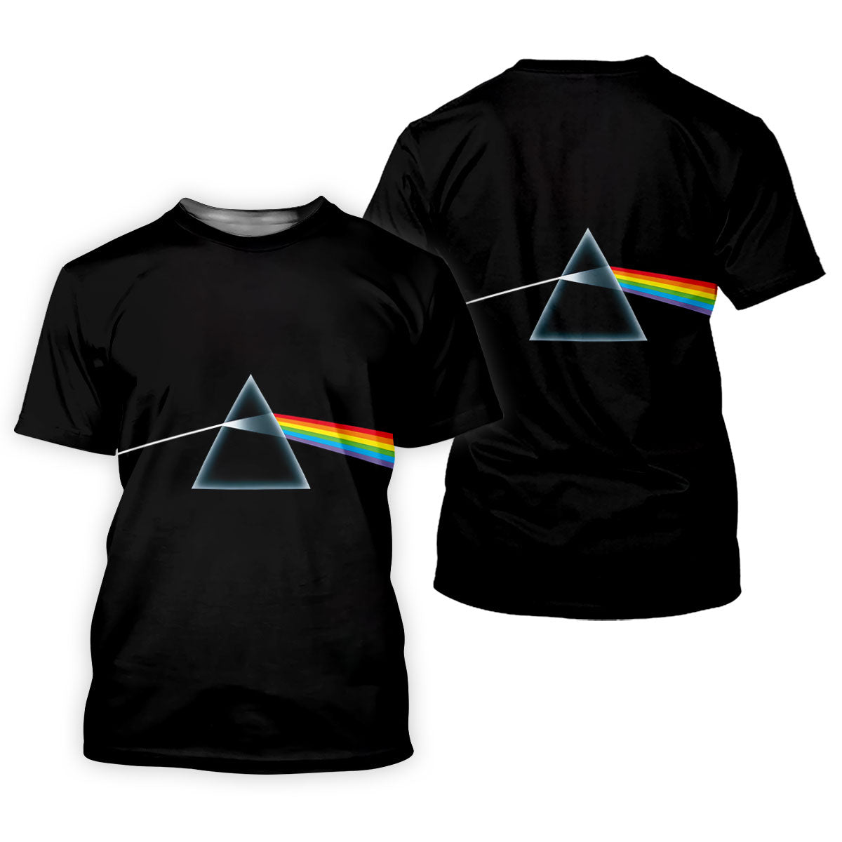 Minimal Black Prism Rainbow Art Golf Shirt, Mens Golf Clothing, Golf Polo For Men