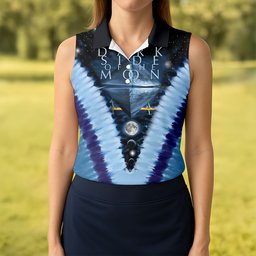 Blue Tie Dye Starry Chevron Art Golf Shirt, Womens Golf Clothing, Ladies Golf Apparel