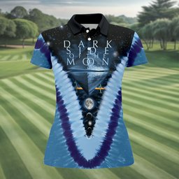 Blue Tie Dye Starry Chevron Art Golf Shirt, Womens Golf Clothing, Ladies Golf Apparel