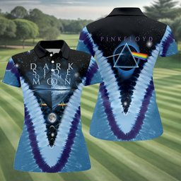 Blue Tie Dye Starry Chevron Art Golf Shirt, Womens Golf Clothing, Ladies Golf Apparel