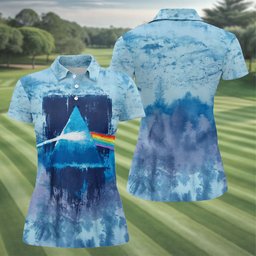 Blue Tie Dye Prism Triangle Art Golf Shirt, Womens Golf Clothing, Ladies Golf Apparel