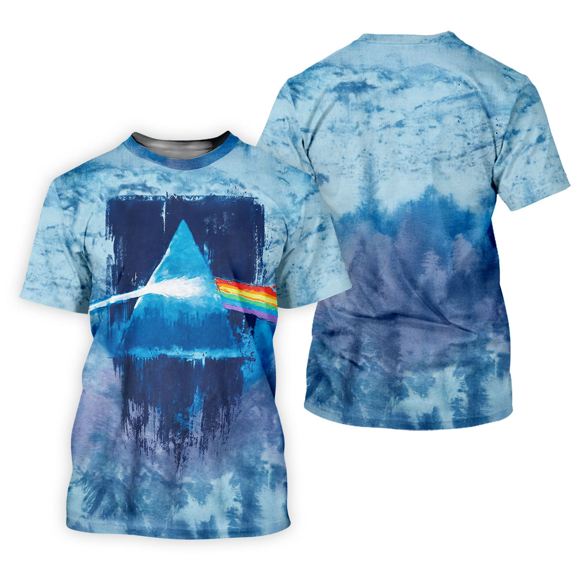 Blue Tie Dye Prism Triangle Art Golf Shirt, Womens Golf Clothing, Ladies Golf Apparel
