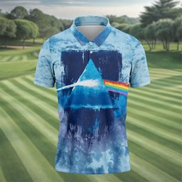 Blue Tie Dye Prism Triangle Art Golf Shirt, Mens Golf Clothing, Golf Polo For Men