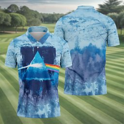 Blue Tie Dye Prism Triangle Art Golf Shirt, Mens Golf Clothing, Golf Polo For Men