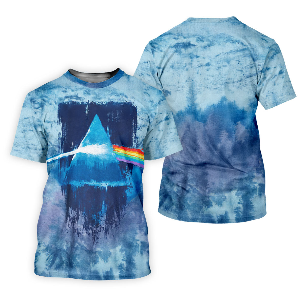 Blue Tie Dye Prism Triangle Art Golf Shirt, Mens Golf Clothing, Golf Polo For Men