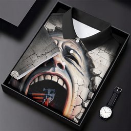 Screaming Face Cracked Wall Art Golf Shirt, Womens Golf Clothing, Ladies Golf Apparel