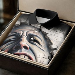 Screaming Face Cracked Wall Art Golf Shirt, Womens Golf Clothing, Ladies Golf Apparel
